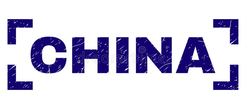 Selo Textured riscado do selo de CHINA dentro dos cantos ilustração do vetor