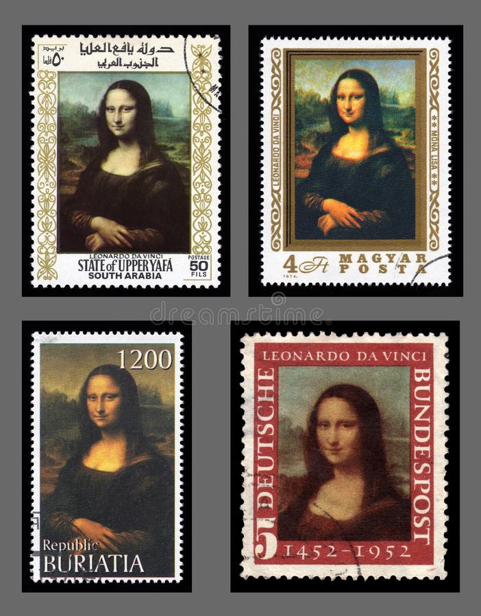 Selos De Porte Postal De Mona Lisa Imagem de Stock - Imagem de ...