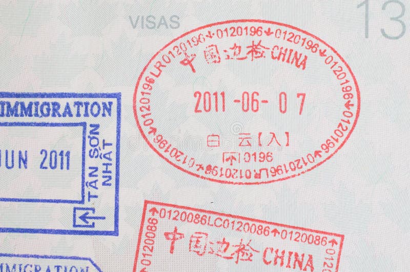Selos do passaporte do visto de China imagens de stock Selos do passaporte do visto de China imagens de stock