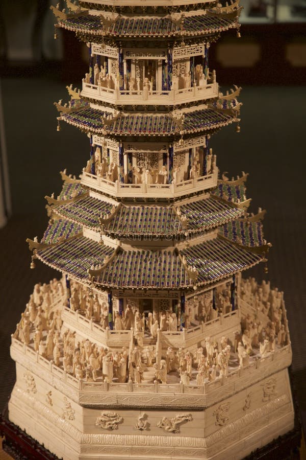 Hand Carved ivory tower Chinese art piece at the Belz Museum of Asian and Judiac Art in Memphis, TN. Hand Carved ivory tower Chinese art piece at the Belz Museum of Asian and Judiac Art in Memphis, TN.