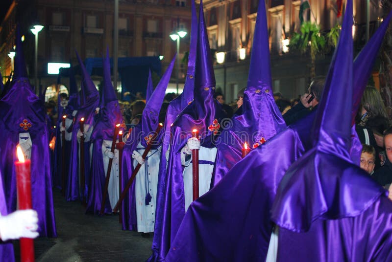 Semana Santa - Holy Week, The traditional processions in the streets, march 31, 2010 in Huelva, Andalusia, Spain. Week processions stock images, royalty-free photos and pictures