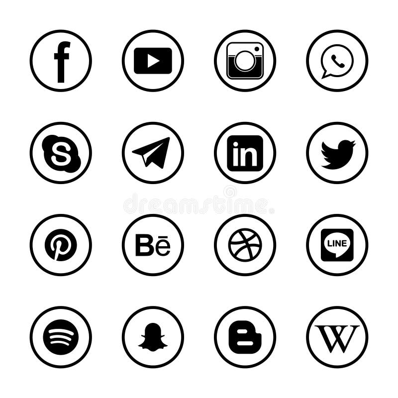 Social Media Icon Set editorial image. Illustration of network - 164246420