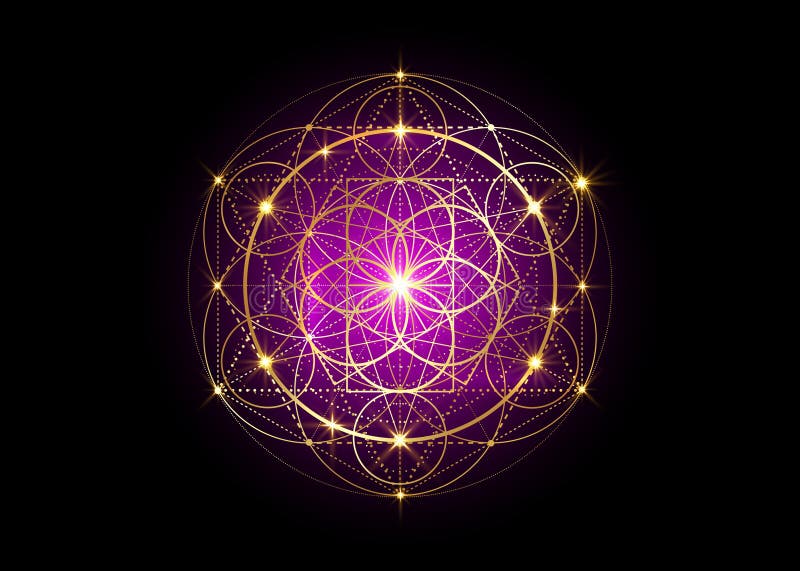 Seme di geometria sacra del simbolo di vita. mandala geometrica mistica dell'alchimia, fiore esoterico della vita. vettoriale per