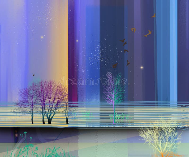 Semi abstract beeld van de achtergrond van landschapsschilderijen stock illustratie Semi abstract beeld van de achtergrond van landschapsschilderijen stock illustratie