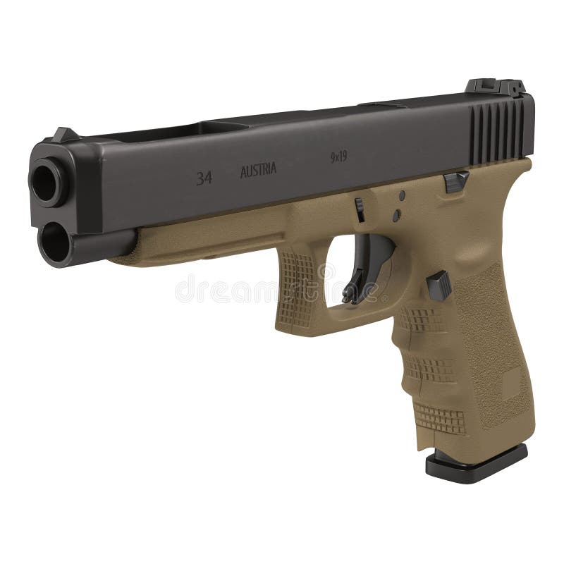 Semi-automatic pistol on white 3D Illustration royalty free illustration Semi-automatic pistol on white 3D Illustration royalty free illustration