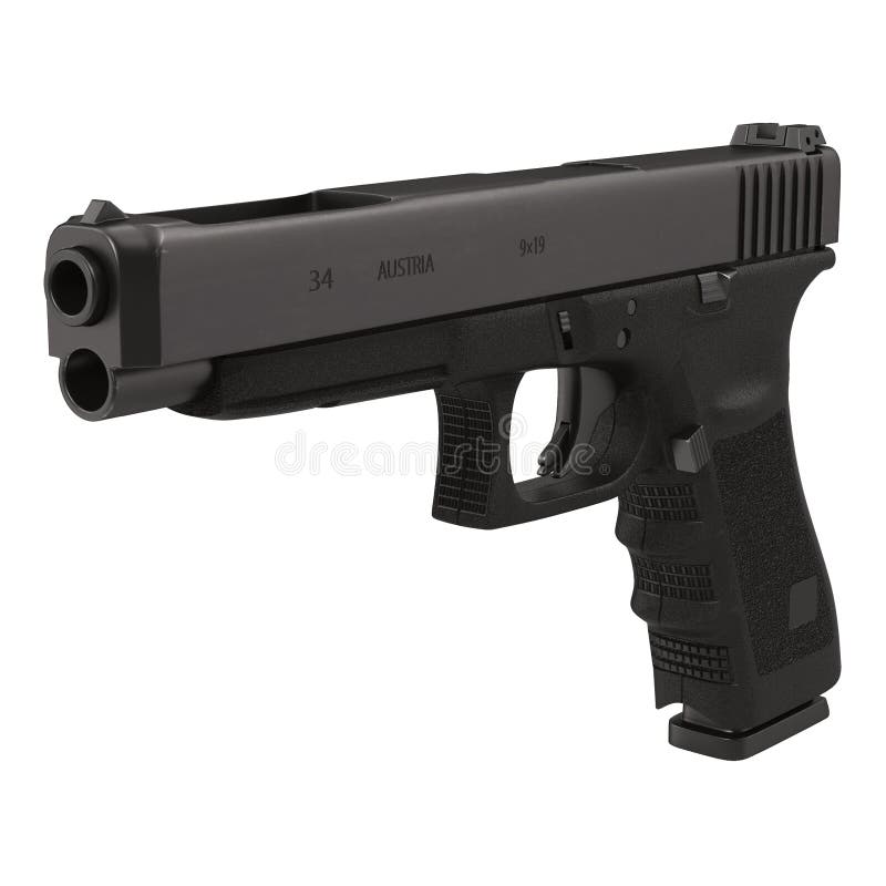 Semi-automatic pistol on white 3D Illustration stock illustration Semi-automatic pistol on white 3D Illustration stock illustration