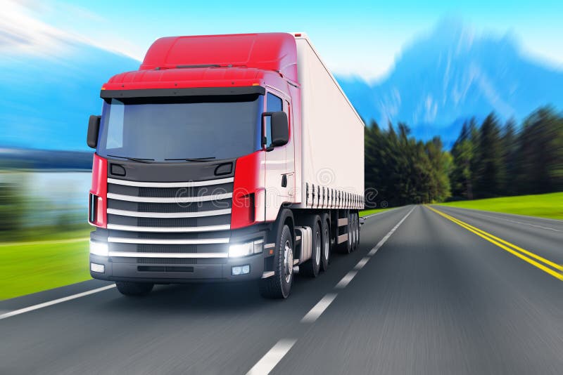 Semi-camion sur une route ou une autoroute illustration de vecteur Semi-camion sur une route ou une autoroute illustration de vecteur