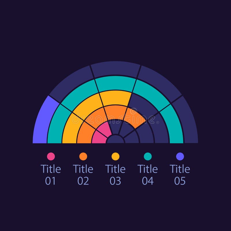 Semi Circle Infographic Chart Design Template for Dark Theme Stock ...