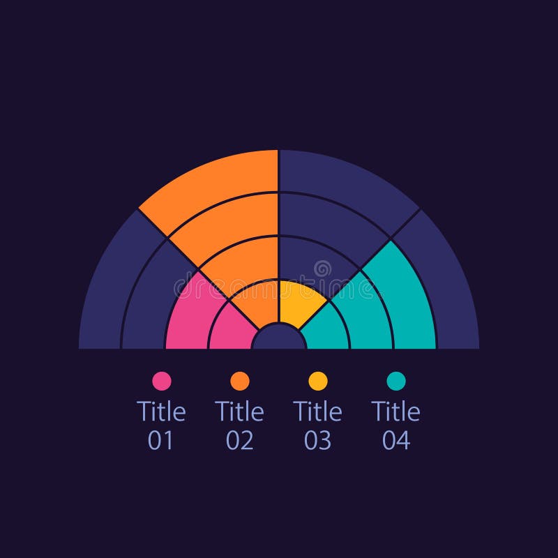 Semi Circle Infographic Diagram Design Element for Dark Theme Stock ...