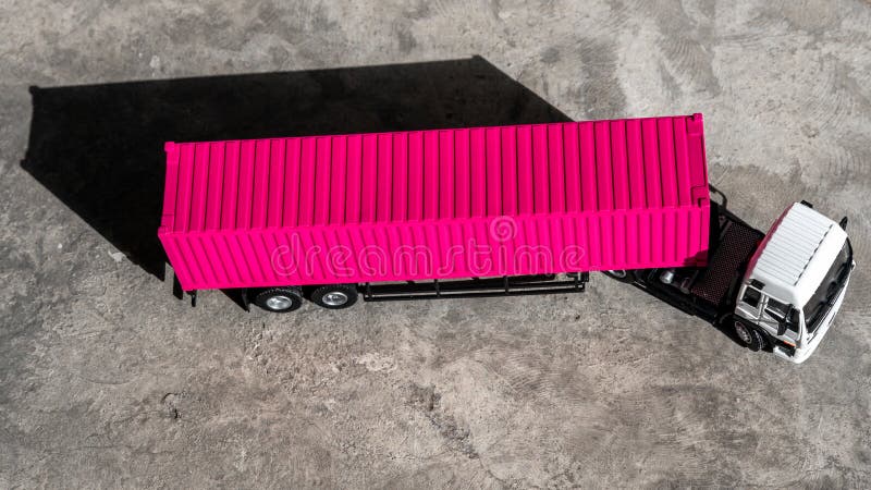 https://thumbs.dreamstime.com/b/semi-trailer-truck-lorry-cargo-vehicle-blue-background-view-above-aerial-top-white-pink-container-188849762.jpg
