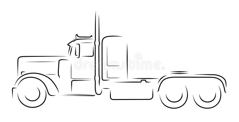 Semi truck monochrome silhouette