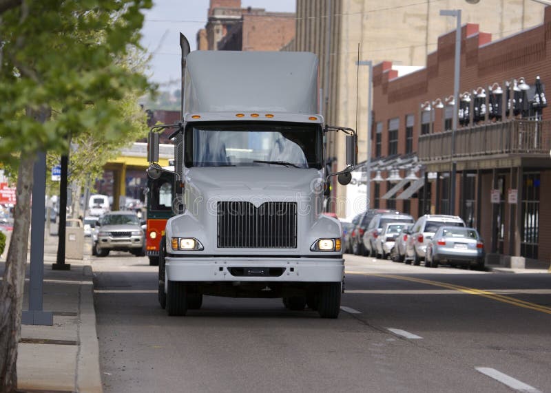 Semi Truck in town royalty free stock photos