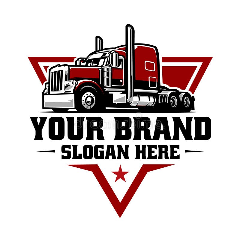 Semi truck 18 wheeler freight logo. Best for trucking and freight related industry