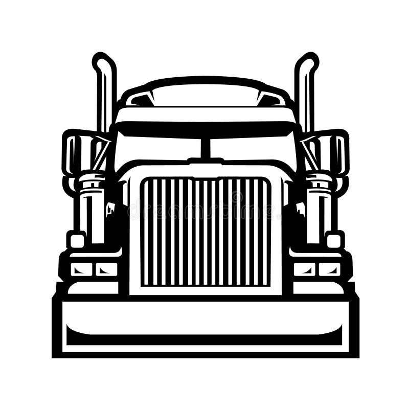 Semi truck 18 wheeler trucker front view vector isolated