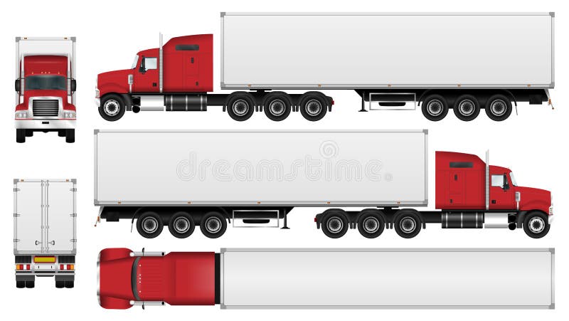 Semi truck on white background
