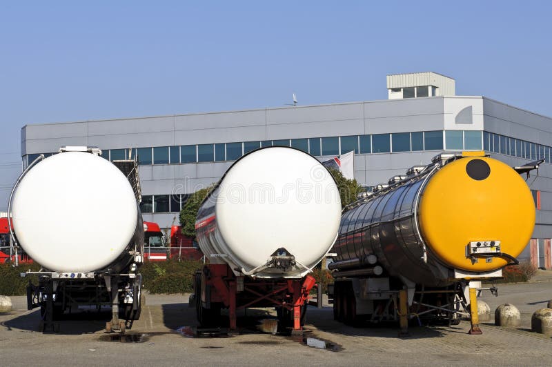 Semi trucks with fuel tanker