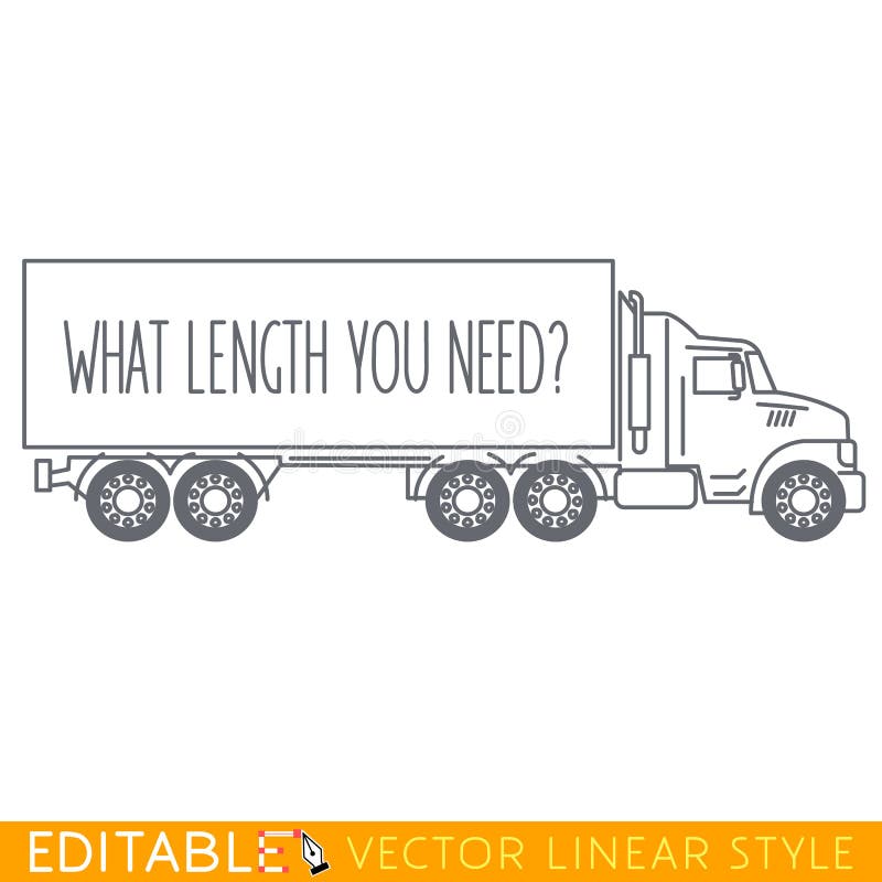 Semi vue de côté de camion Icône Editable de vecteur dans le style linéaire illustration libre de droits