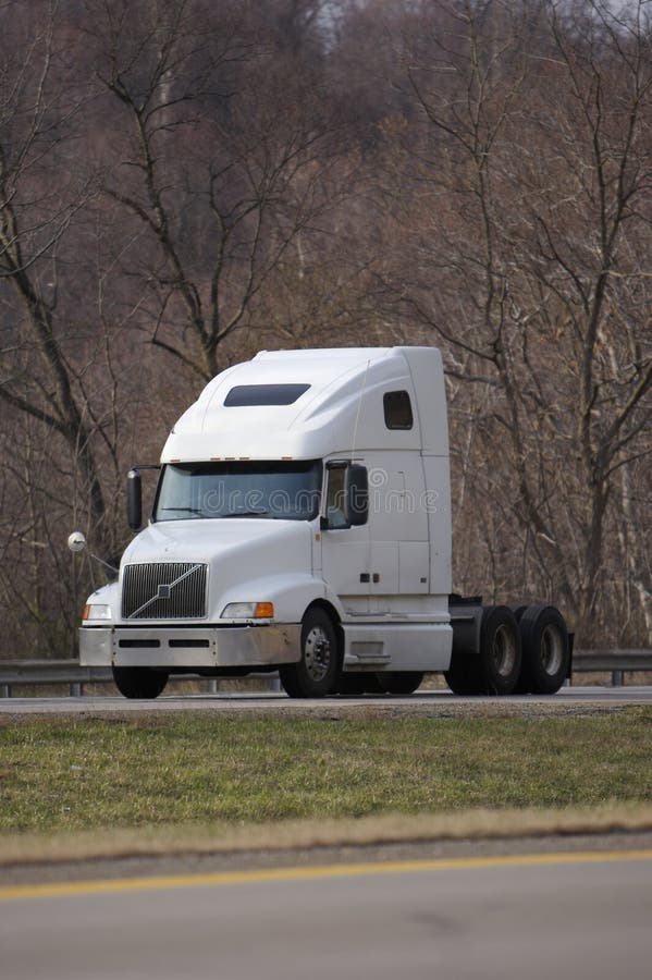 White Semi Truck without Trailer with Copy Space. White Semi Truck without Trailer with Copy Space