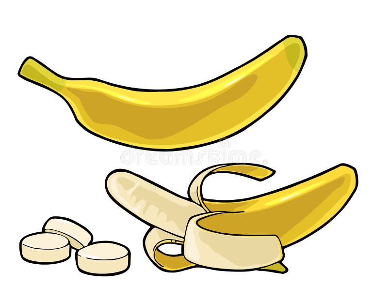 Semicarcasă întreagă și bucată banane. gravare vintaj negru vectorial royalty free illustration