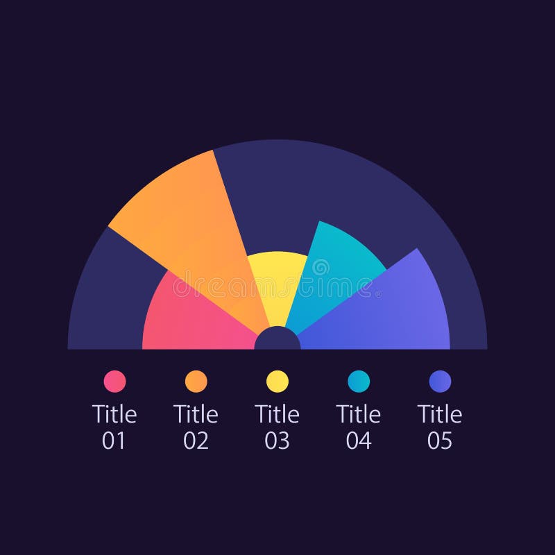 Semicircle Infographic Chart Design Template for Dark Theme Stock ...