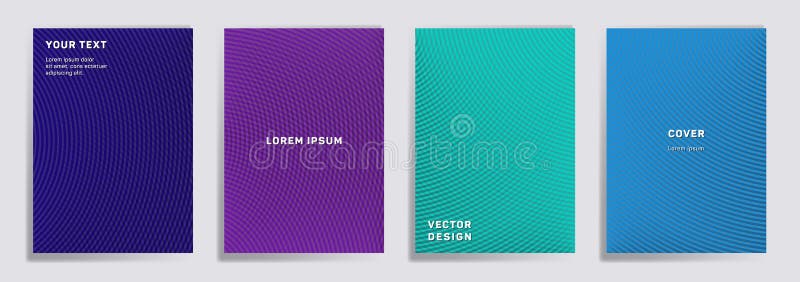 Semicircle lines halftone grid covers vector set.