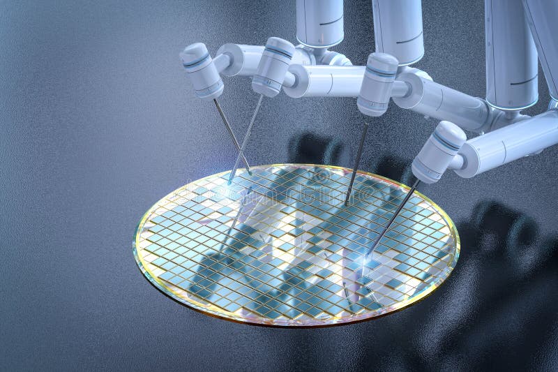 Fabricarea de semiconductori cu arme robotizate și plachete cu siliciu royalty free illustration