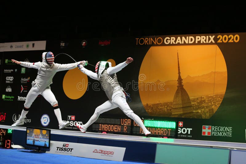 Sword FIE Fencing Grand Prix 2020 - Inalpi Trophy - Finals royalty free stock photo Sword FIE Fencing Grand Prix 2020 - Inalpi Trophy - Finals royalty free stock photo