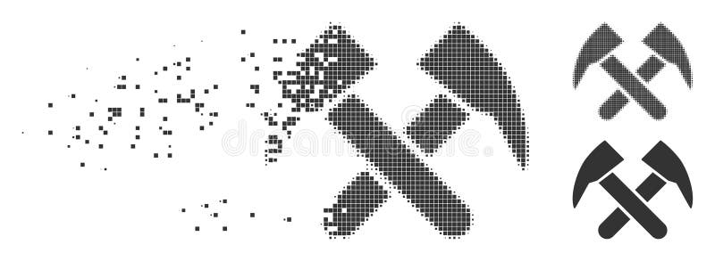 Semitono dissolto Job Hammers Icon del pixel illustrazione di stock