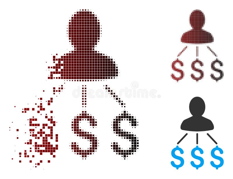 Semitono dissolto Person Expenses Icon del pixel royalty illustrazione gratis