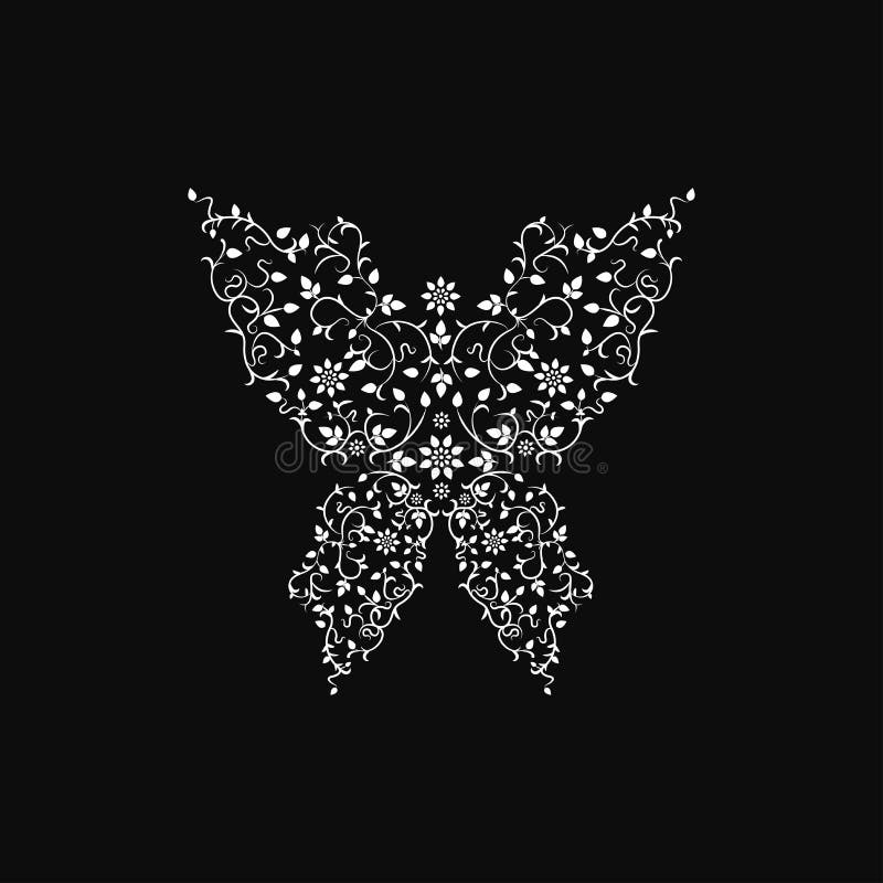 Semn fluture ornamental. design floral. stock illustration