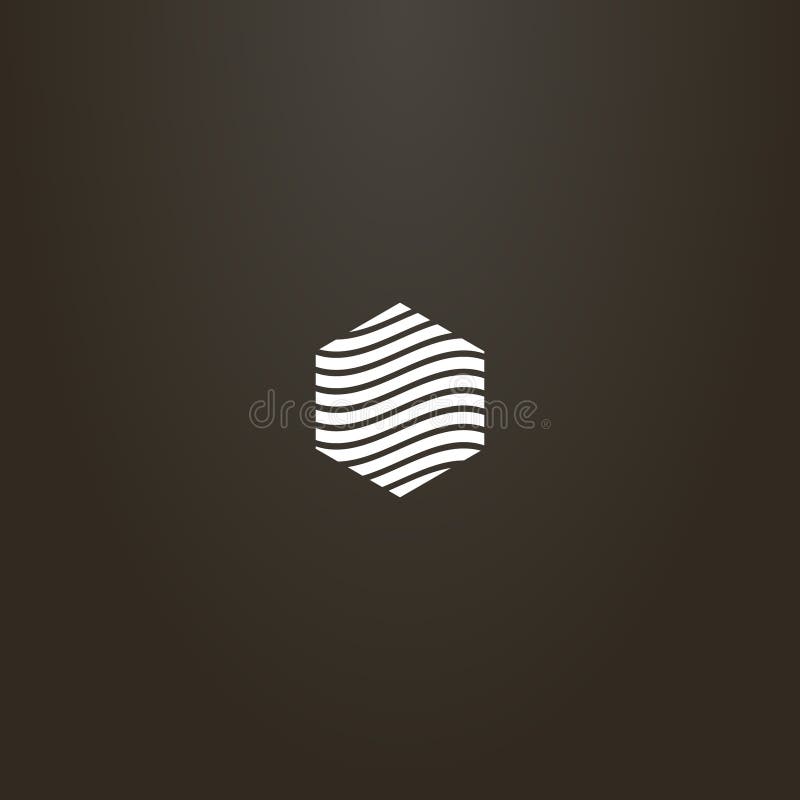 Semn hexagonal abstract simplu vectorial minimalist abstract de linii ondulate royalty free illustration