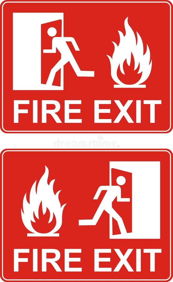 Semn ieșire roșie. ușă de ieșire pentru incendiu de urgență și ușă de ieșire. etichetă cu royalty free illustration
