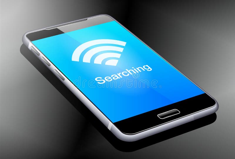 Semnal wifi 3d de căutare prin telefon vector illustration