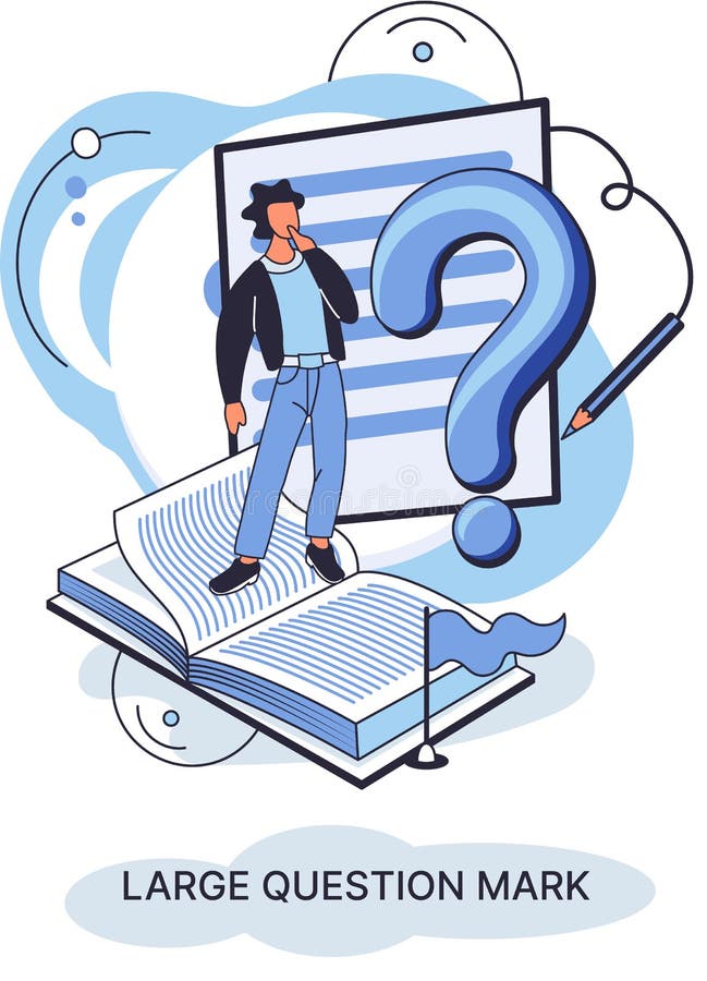 Semnul de întrebare cu solicitare de răspuns. metafora conceptului de problemă și soluție. întrebări. asistență directă solicitată stock illustration