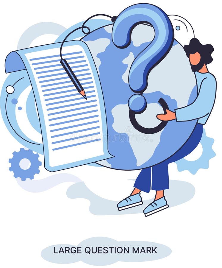 Semnul de întrebare cu solicitare de răspuns. metafora conceptului de problemă și soluție. întrebări. asistență directă solicitată stock illustration