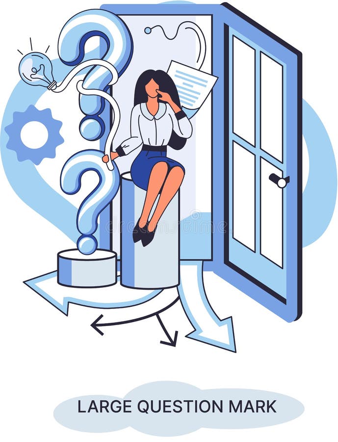 Semnul de întrebare cu solicitare de răspuns. metafora conceptului de problemă și soluție. întrebări. asistență directă solicitată vector illustration