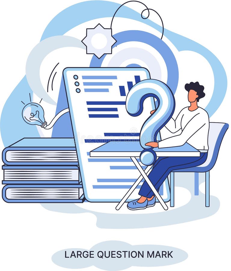 Semnul de întrebare cu solicitare de răspuns. metafora conceptului de problemă și soluție. întrebări. asistență directă solicitată vector illustration
