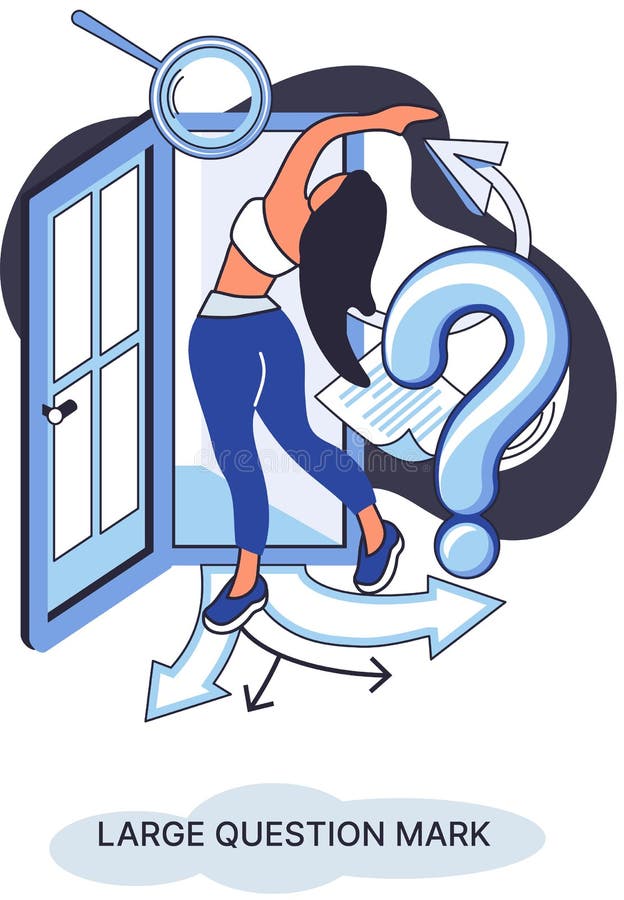Semnul de întrebare cu solicitare de răspuns. metafora conceptului de problemă și soluție. întrebări. asistență directă solicitată royalty free illustration