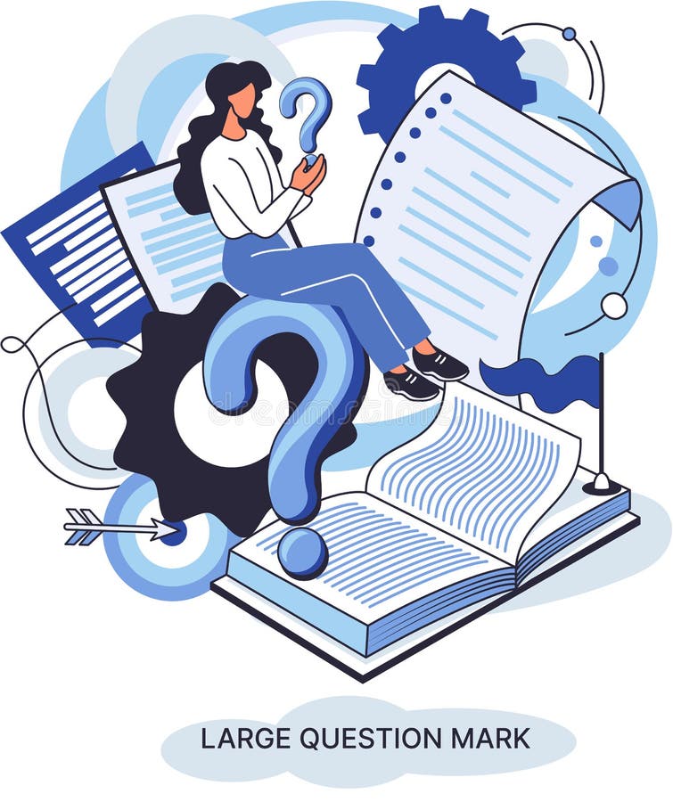 Semnul de întrebare cu solicitare de răspuns. metafora conceptului de problemă și soluție. întrebări. asistență directă solicitată vector illustration