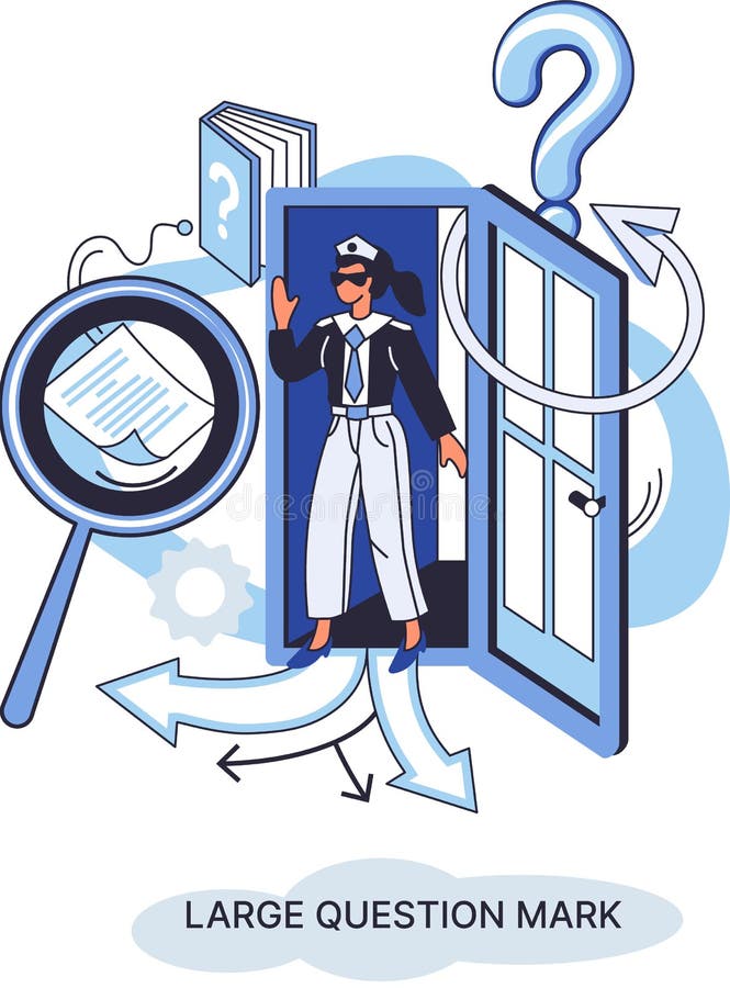 Semnul de întrebare cu solicitare de răspuns. metafora conceptului de problemă și soluție. întrebări. asistență directă solicitată vector illustration