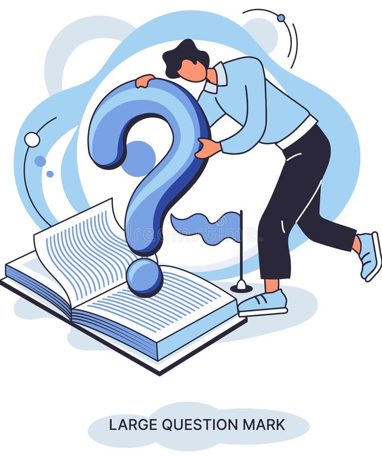 Semnul de întrebare cu solicitare de răspuns. metafora conceptului de problemă și soluție. întrebări. asistență directă solicitată stock illustration