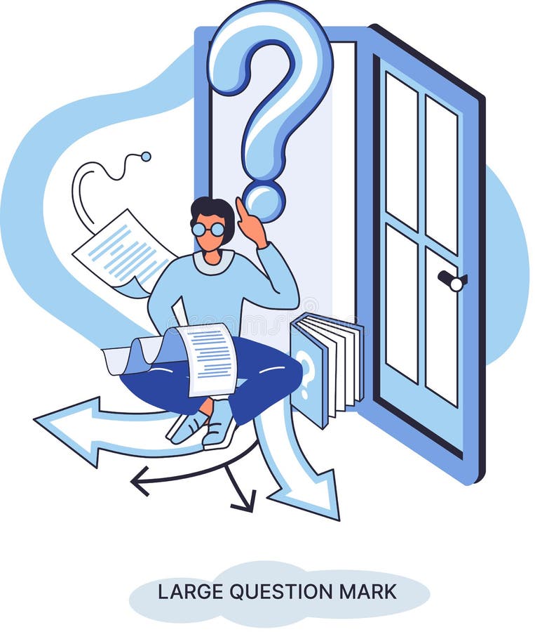 Semnul de întrebare cu solicitare de răspuns. metafora conceptului de problemă și soluție. întrebări. asistență directă solicitată vector illustration