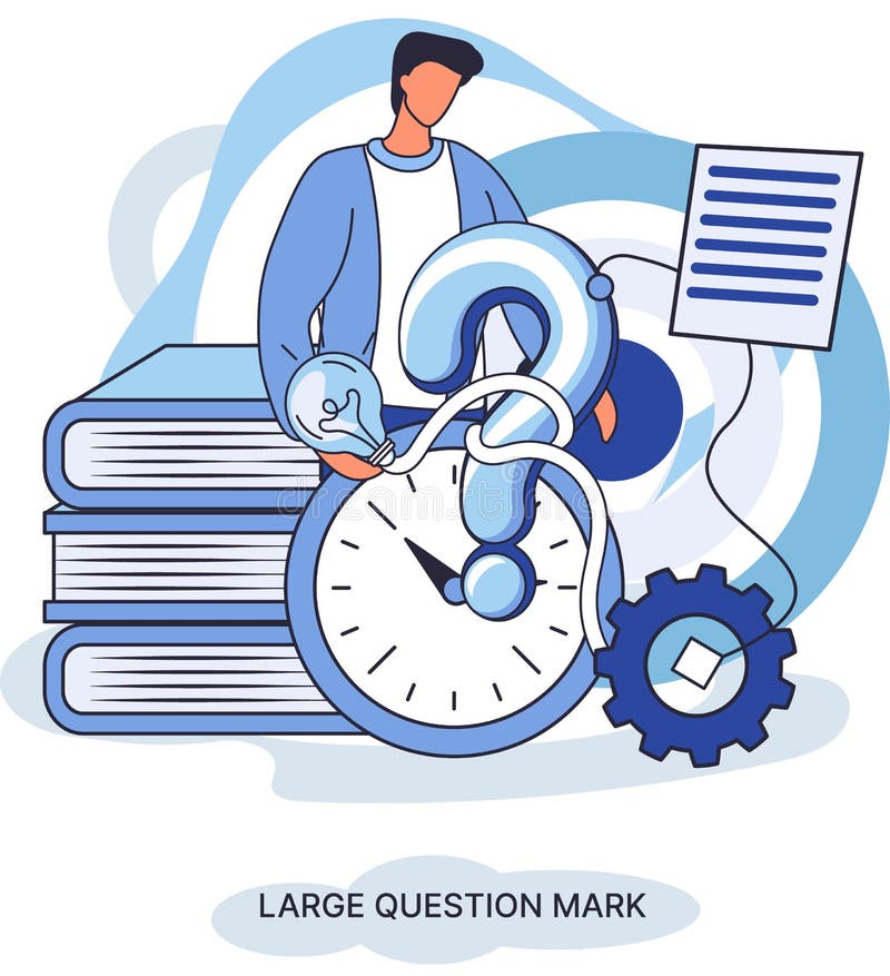 Semnul de întrebare cu solicitare de răspuns. metafora conceptului de problemă și soluție. întrebări. asistență directă solicitată stock illustration