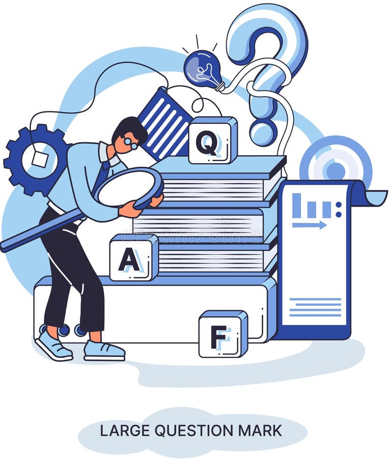 Semnul de întrebare cu solicitare de răspuns. metafora conceptului de problemă și soluție. întrebări. asistență directă solicitată vector illustration
