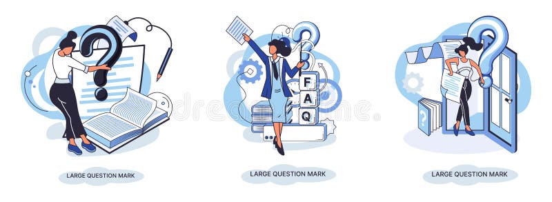 Semnul de întrebare cu solicitare de răspuns. metafora conceptului de problemă și soluție. întrebări. asistență directă solicitată royalty free illustration