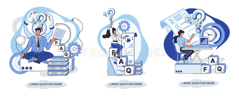 Semnul de întrebare cu solicitare de răspuns. metafora conceptului de problemă și soluție. întrebări. asistență directă solicitată stock illustration
