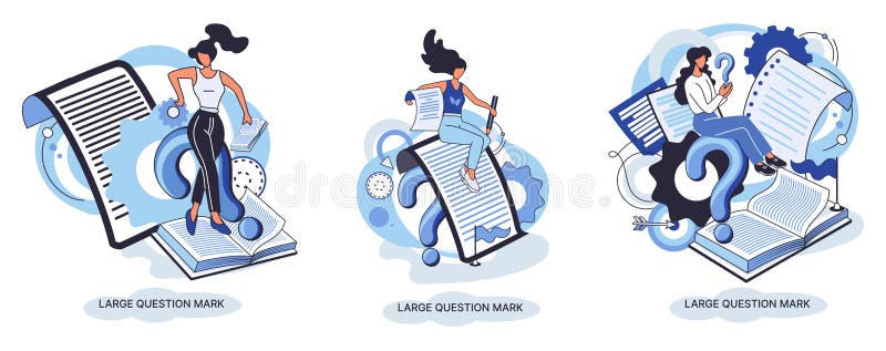 Semnul de întrebare cu solicitare de răspuns. metafora conceptului de problemă și soluție. întrebări. asistență directă solicitată vector illustration