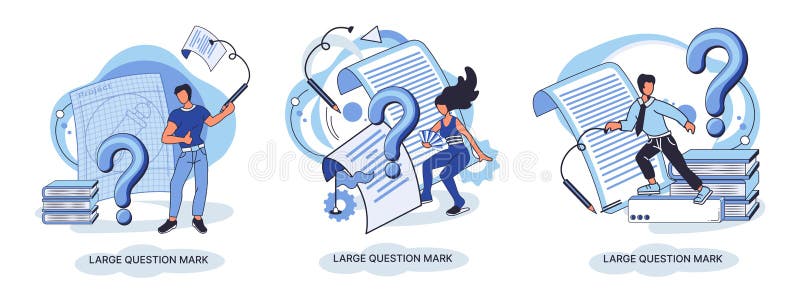 Semnul de întrebare cu solicitare de răspuns. metafora conceptului de problemă și soluție. întrebări. asistență directă solicitată royalty free illustration