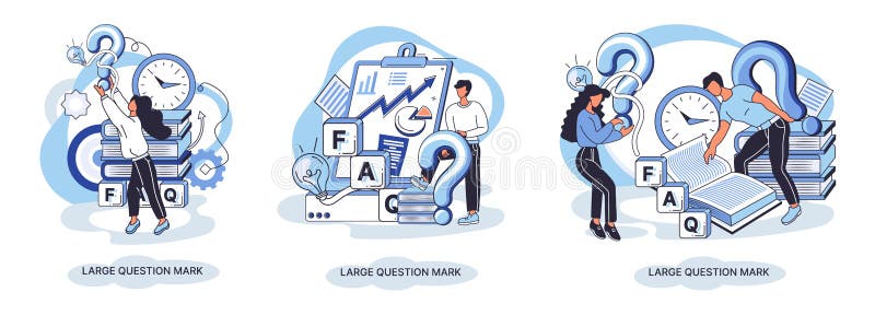 Semnul de întrebare cu solicitare de răspuns. metafora conceptului de problemă și soluție. întrebări. asistență directă solicitată royalty free illustration