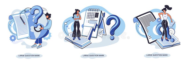 Semnul de întrebare cu solicitare de răspuns. metafora conceptului de problemă și soluție. întrebări. asistență directă solicitată stock illustration